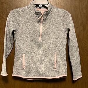 Athletic gray and pink quarter zip pullover size L(10/12) Plus girls